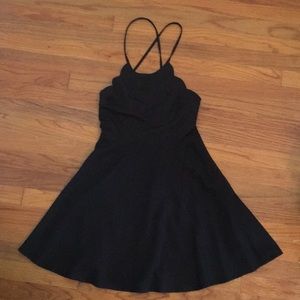 Black Skater Skirt Dress with Lace Up Back